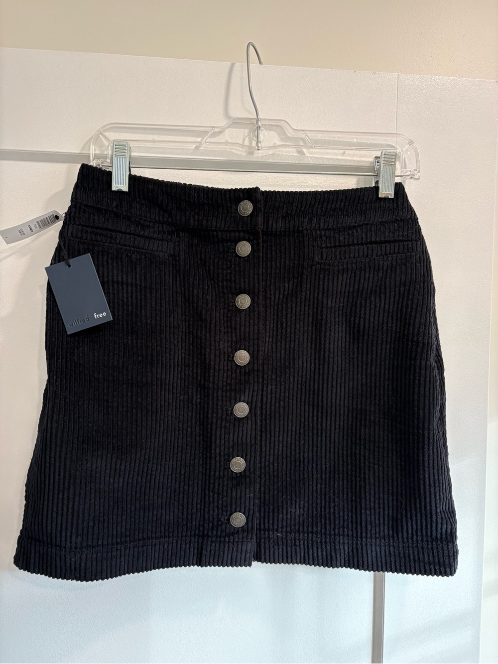 Wilfred Black Button-Front Corduroy Mini Skirt
